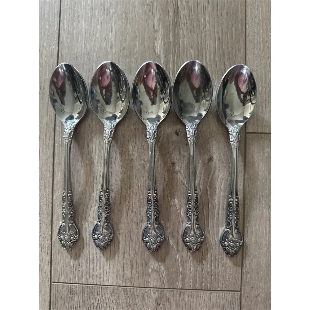 National SONORA Stainless NS Japan Floral Glossy Silverware Flatware Lot of‎ 5